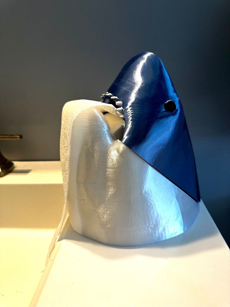 Shark Toilet Paper Holder Wall Mounted Shark Decor Kids Bathroom Decoration Coastal Nautical