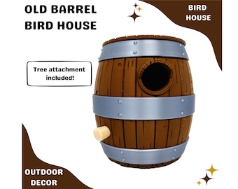 The Old Wooden Barrel Bird House 3D Printed Outdoor Garden Decor