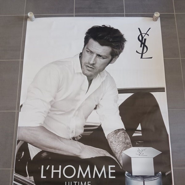 Affiche Homme Ultime, poster créateur mode, affiche chambre art déco luxe, cadeau parfum fête des pères, bouteille parfum luxe