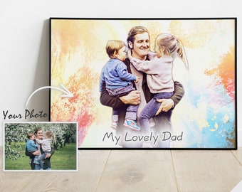 Personalized multicolor watercolor dad, Personalized portrait, Dad love gift, Father's Day decorative gift idea, Birthday gift
