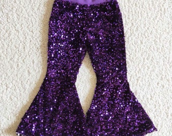 Purple Sparkle Bell Bottoms - Etsy