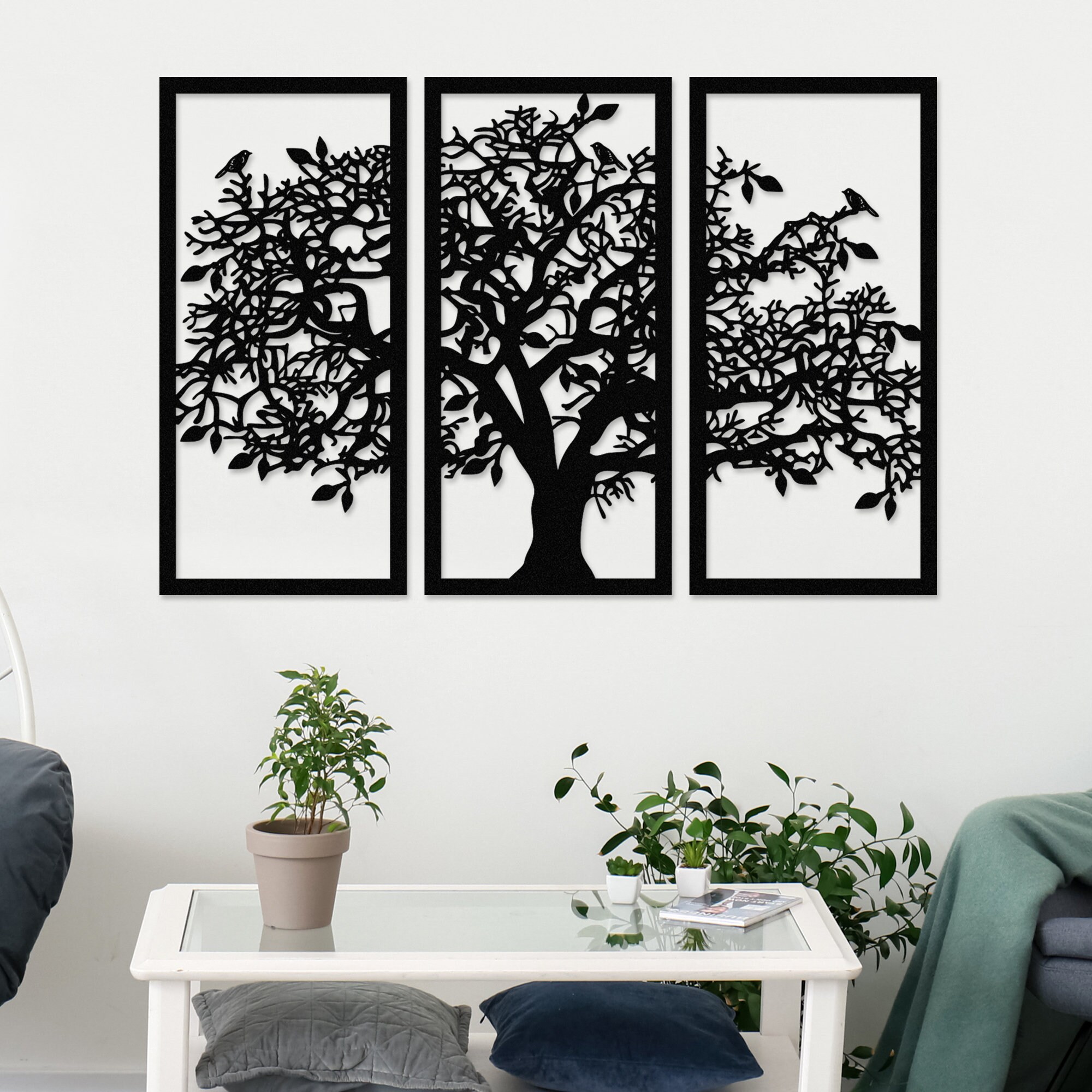 Metal Tree Wall Art 3 Trees Sign Metal Wall Decor Metal Etsy UK
