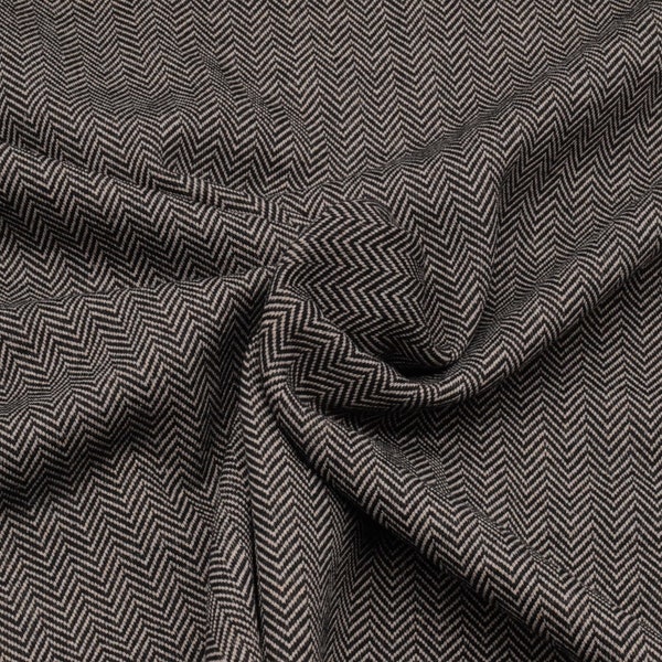Knitted jersey herringbone pattern gray black jersey fabric from 0.5 m