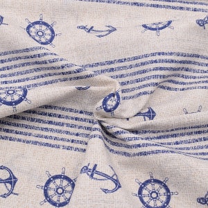Decorative fabric anchor & steering wheel blue canvas fabrics home accessories from 0.5 m