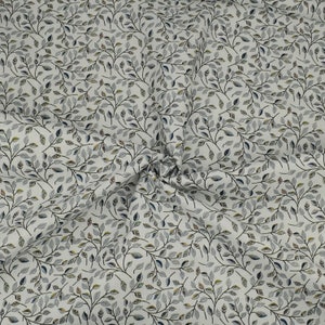 Decorative fabric small leaves white - by KATINOH -