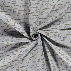 Cotton fabric poplin crocodiles gray children's fabric 100% cotton from 0.5 m