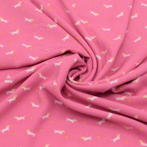 Viscose fabric dachshund pink children's fabrics 100% viscose from 0.5 m