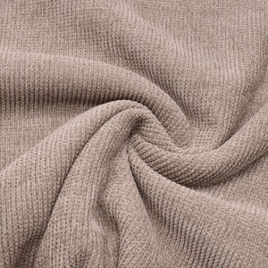 Knitted fabric with cozy fur on the side, beige-brown fashion fabric from 0.5 m