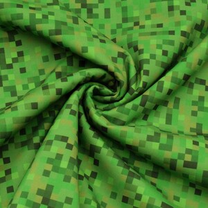 Softshell fabric pixel green children's outdoor fabrics from 0.5 meters