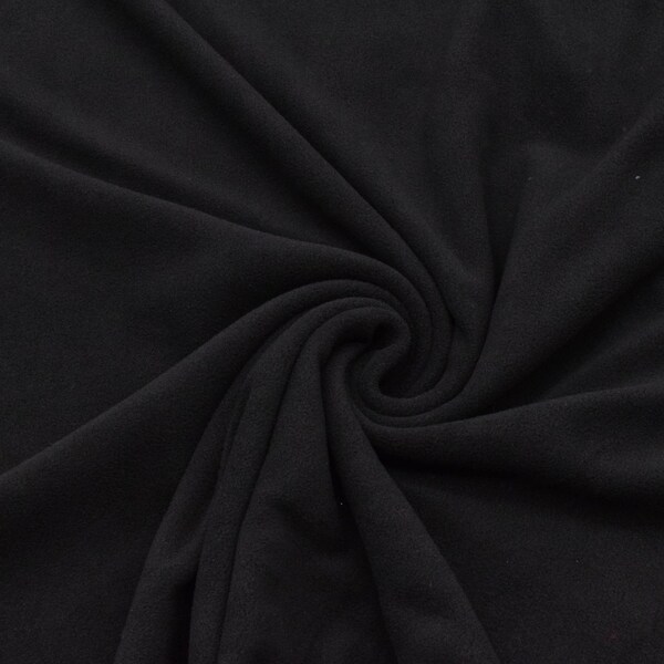 Tissu polaire doux uni noir, tissu d'hiver, polaire à partir de 0,5 m