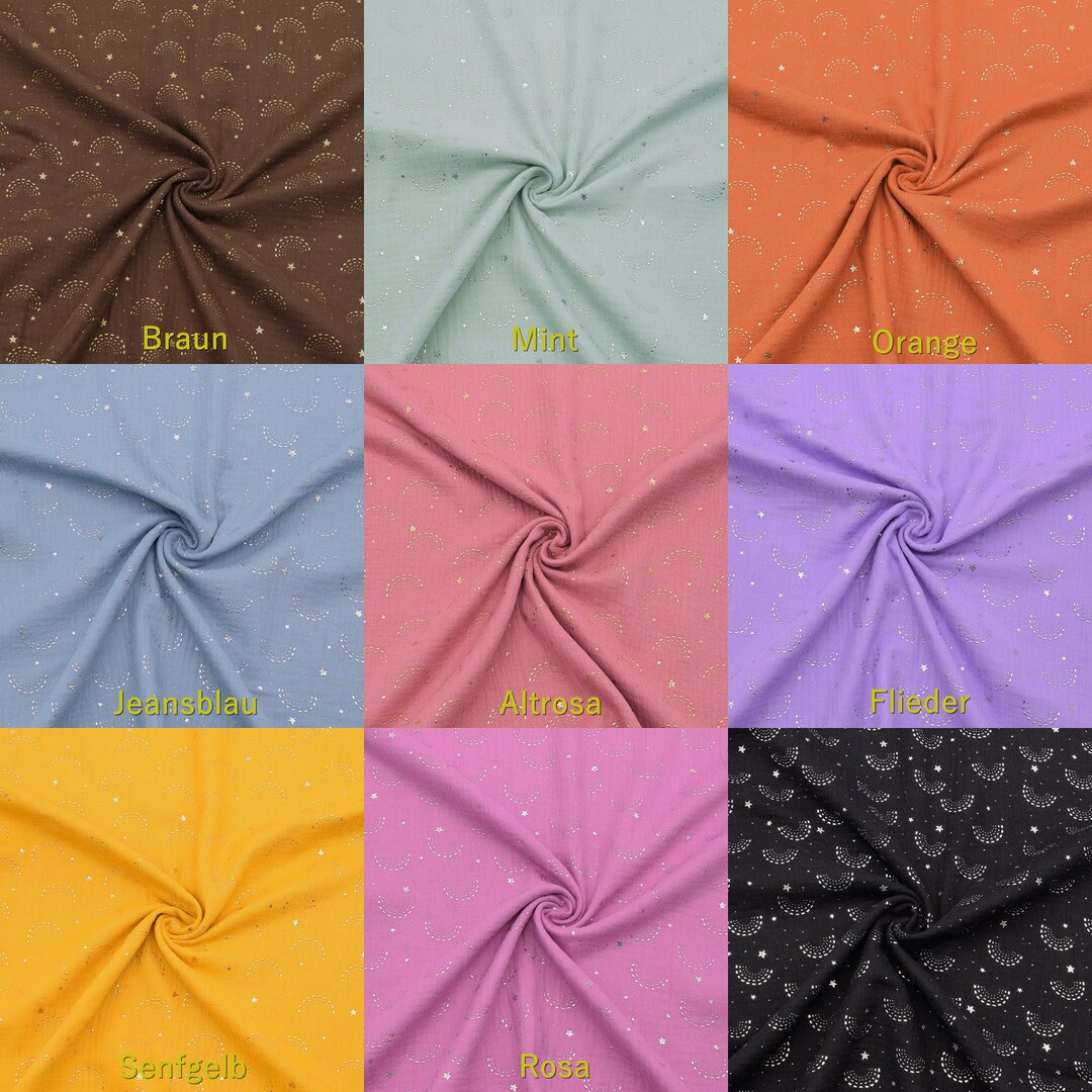 Muslin Fabric Glitter Rainbow & Stars Double Gauze Muslin Etsy