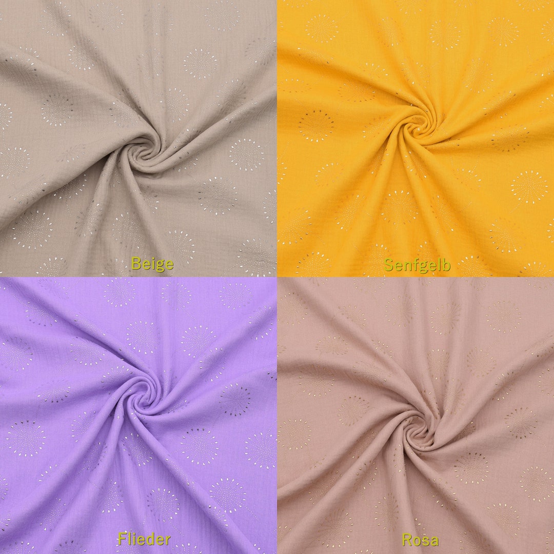 Muslin Fabric Glitter Dandelion, Double Gauze, Muslin Fabric, Baby