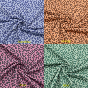 French Terry fabric leopard pattern summer sweat sold by the meter from 0.5 meters