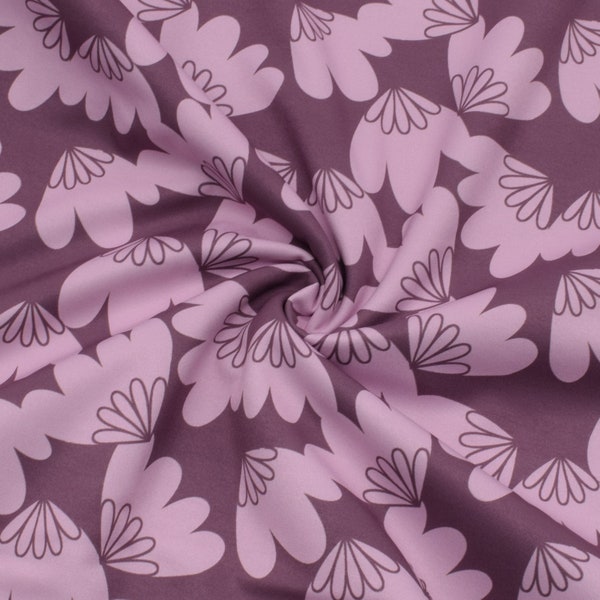 Tissu softshell fleurs rétro violet tissus d'extérieur à partir de 0,5 mètre