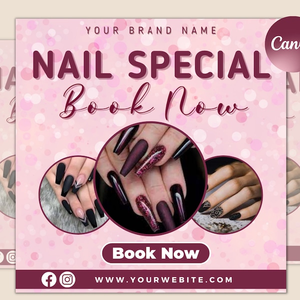 Nail Special Flyer, Book Now Flyer, New Arrivals Flyer, DIY Glam Appointment Available Template, Editable Canva Template, nail tech flyer