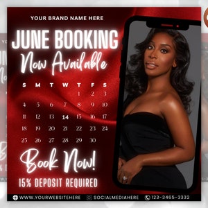 June Booking Flyer, June Appointments Available Flyer, June Bookings Available Flyer, DIY Summer Flyer, Social Media Flyer, Canva Template