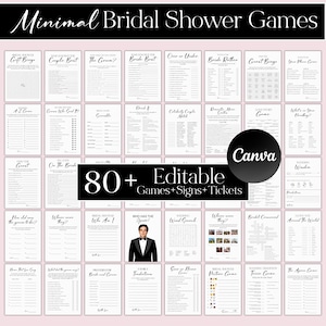 Minimalistische Brautduschenspiele Canva, moderne Brautduschenspiele Bundle, Bachelorette Party Spiele, Hochzeitduschenspiele vollständig bearbeitbar