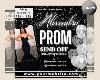 Prom Invitation, Prom Send Off Flyer, Prom Invitation Flyer, Prom Flyer, Prom Sale Flyer, Prom Party Invite, Editable Template in Canva