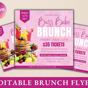 Brunch Flyer | DIY Brunch Invitation Birthday Brunch Boss Babe Brunch Social Media Flyer