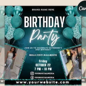 Geburtstag Flyer, Geburtstag Mädchen, Geburtstag Flyer Vorlage, Alles Gute zum Geburtstag Flyer, Geburtstagsessen, Geburtstagseinladung, Geburtstags-Flyer