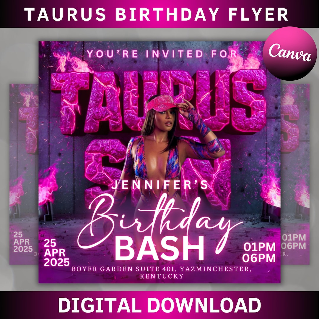 Taurus Season Party Flyer, Birthday Szn Flyer, Taurus Invitation Flyer ...