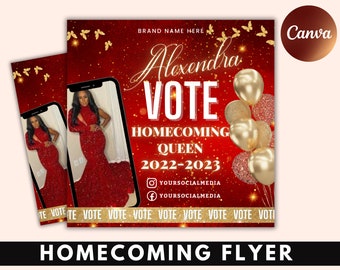 Vote Homecoming Queen Flyer, Homecoming Flyer, Campaign Flyer, Class Campaign Flyer, Election Flyer Prom Queen Flyer | DIY Editable Template