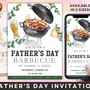Druckbare Vatertagseinladung, Grilleinladung, Happy Fathers Day Template, Vatertag BBQ, Dinner Party Invite, Invite Template