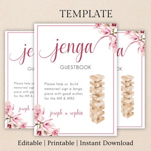 Wedding Jenga Guestbook Sign, Printable Jenga Guestbook Template, Leave ...