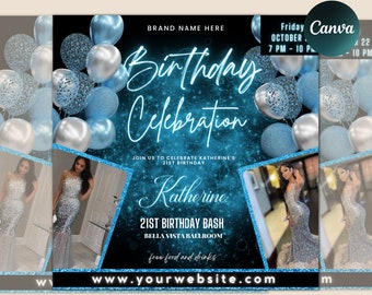 Birthday Celebration Flyer Template: Editable Canva Invitation (1080px)