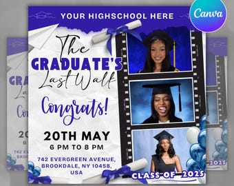 Editable Graduation Invitation Flyer, Graduation Party, Class Of 2025 Flyer, Graduate Flyer, Graduation Party,Graduation Invitation Template