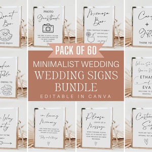 Wedding Signs Template Bundle, Wedding Signs Bundle, Minimalist Wedding Bundle, Reception Sign Bundle, Editable Template Sign Bundle