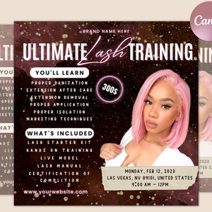 Lash Class Flyer Set | Course Flyer | Lash Training Course | Book Now Training | Lash Extension Flyer | Beauty Class Flyer | Edit In Canva