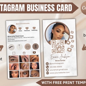 Instagram Visitenkarte 2023, DIY Canva Visitenkarten Vorlage Design, QR-Code Visitenkarte, Influencer Karten, Influencer Karten, editierbar