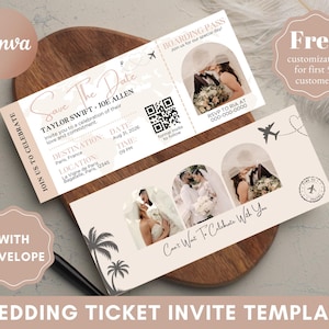 Save The Date Ticket With Photo, Wedding invite, Custom boarding pass, Wedding Invitation, Ticket Wedding, Save the date card, Boarding Pass