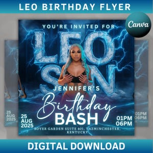 Leo Season Party Flyer, Birthday Szn Flyer, Leo Invitation Flyer, Leo Birthday Event, Social Media Flyer, Premade Flyer Template