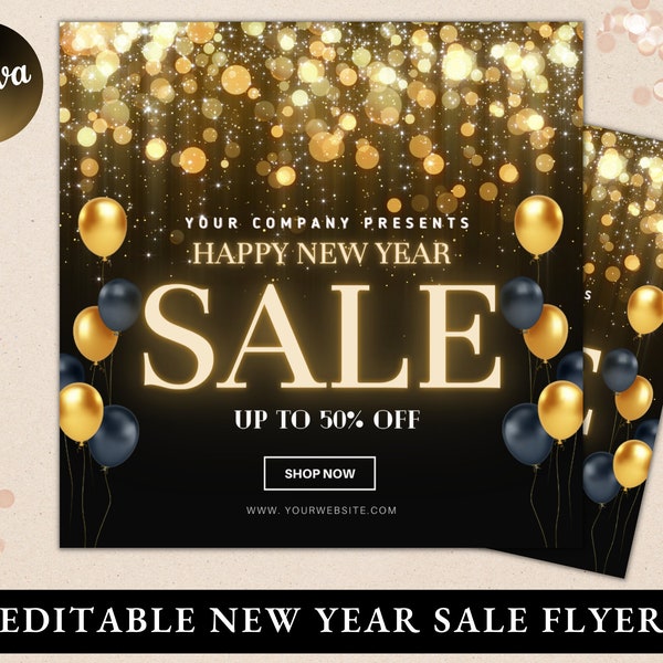 New Year Sale Flyer, Holiday Sale Flyer, New Year Booking, Social Media Flyer, Sale Flyer, Flash Sale Flyer, Nye Flyer, Pre Made Flyer