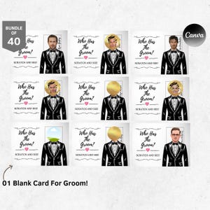 Printable Celebrity Who Has the Groom? Bachelorette Party Groom, Groom Scratch Off Game, Bridal Shower Game, Canva Template Digital Download