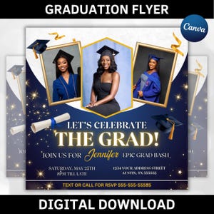 Editable Graduation Invitation Flyer, Graduation Party, Class Of 2025 Flyer, Graduate Flyer, Graduation Party,Graduation Invitation Template