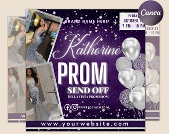 Prom Invitation, Prom Send Off Flyer, Prom Invitation Flyer, Prom Flyer, Prom Sale Flyer, Prom Party Invite, Editable Template in Canva