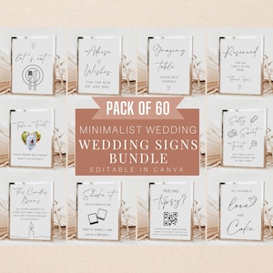 Minimalist Wedding Signs Bundle, Printable Wedding Signs Templates, Reception Table Signs, Modern Wedding Signage Bundle, Canva Editable