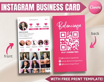 2024 Instagram Business Card, IG Business Card, DIY Canva Business Card Template Design, QR code   Instagram Business Cards,  Canva Template