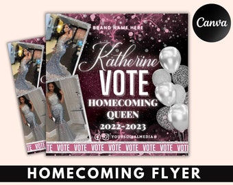 Vote Homecoming Queen Flyer, Homecoming Flyer, Campaign Flyer, Class Campaign Flyer, Election Flyer Prom Queen Flyer | DIY Editable Template