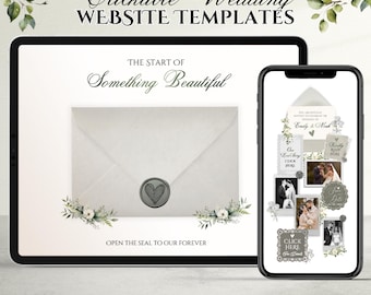 Sito web per matrimoni con fiori avorio con RSVP e dettagli - Elegante modello di invito Canva per il tuo giorno speciale