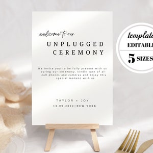 Unplugged Wedding Ceremony Template, Unplugged Ceremony, Ceremony Unplugged  Template