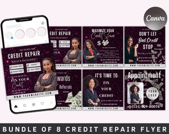 Credit Repair Flyer, DIY Flyer Template Design, Editable Flyer, Consultation Services Flyers, Canva Credit Repair Flyer Template