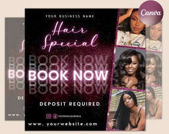 Braids Special Flyer, DIY Hair Salon Flyer, Hairstylist Appointments Available Book Now Flyer, Beauty Social Media Editable Canva Template