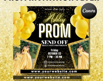 Prom Send Off, Prom Invitation, Prom Send Off invitation, Prom Flyer, Prom Sale Flyer, DIY Flyer, Editable Template in Canva