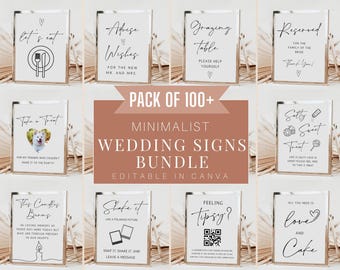 Wedding Signs Bundle, Wedding Template Bundle, Modern Minimalist Wedding Sign Templates, Personalized Wedding Sign Package, Printable