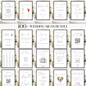 Minimalistisches Hochzeitsschild-Vorlagenpaket, moderne Boho-Empfangsschilder (bearbeitbar)