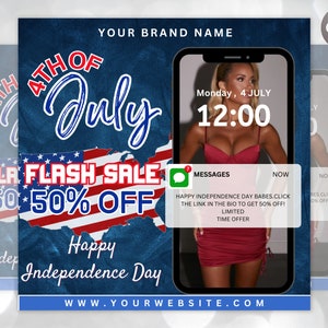 4th of July Flyer, 4th of July Flash Sale Flyer, Independence Day Flyer, DIY Flyer Template, Social Media Post, Canva Flyer,Instant Download